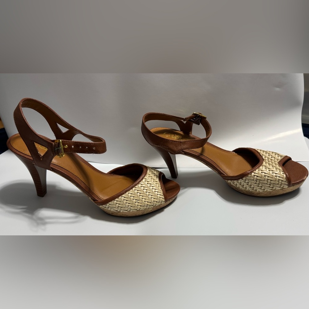 Chaps Brown and Cream Woven Heels